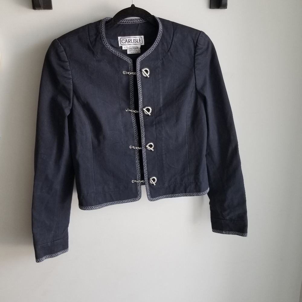 🧥CARLISLE NAVY BLUE BLAZER WITH ELBOW PATCHES